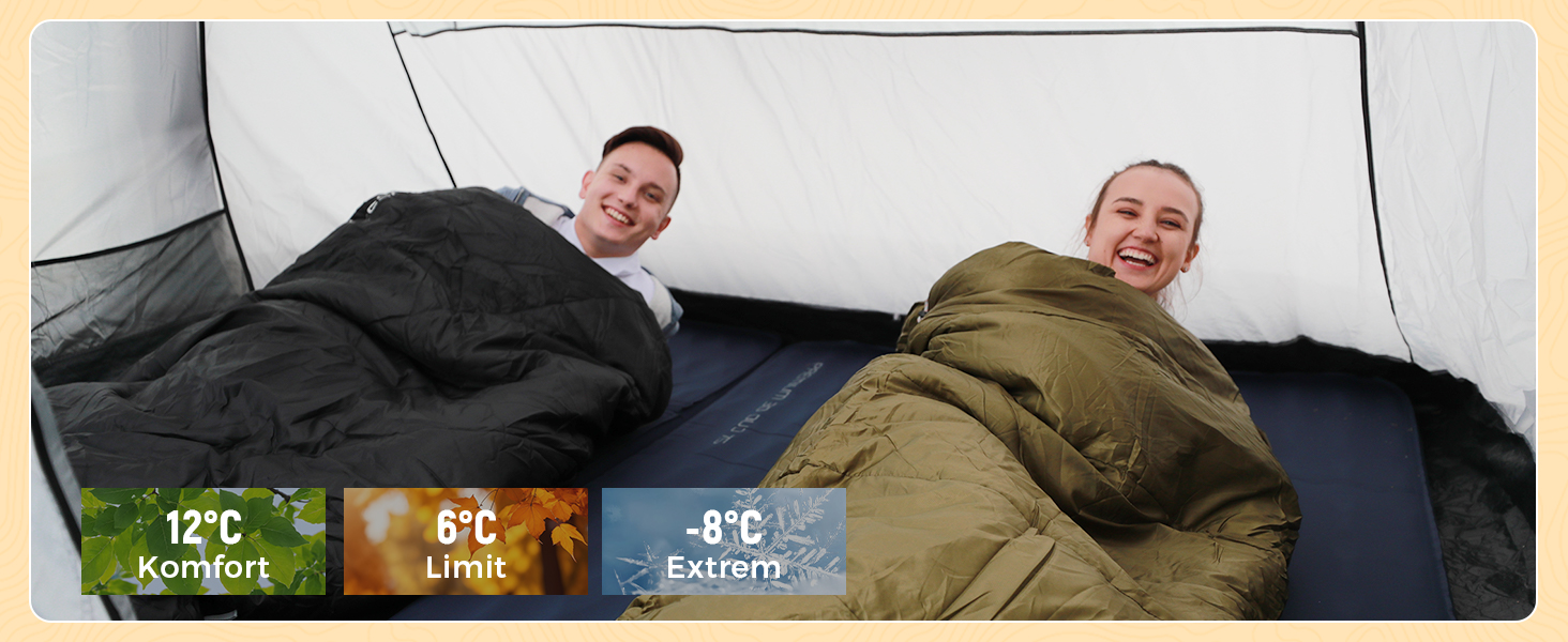 KingCamp XXL 3-Season Sleeping Bag - Oversized Adult Sleeping Bag for Camping, Backpacking, Hiking, and Travel - Lightweight Indoor/Outdoor (#Classic Olive)