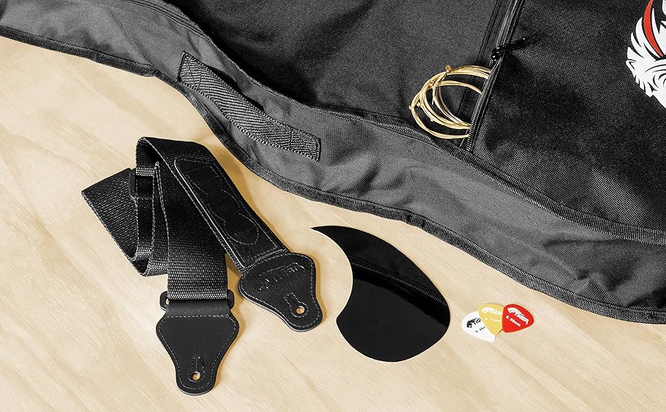 Акустична гітара TIGER ACG1-BK з металевими струнами, чорна, з повною верхньою часткою, для початківців