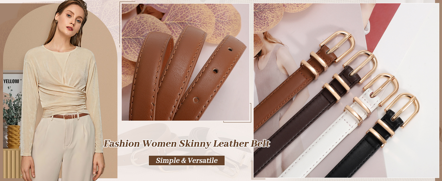 Жіночі шкіряні ремені WERFORU (2 шт.) - чорний+коричневий, 110 см, для штанів/джинсів