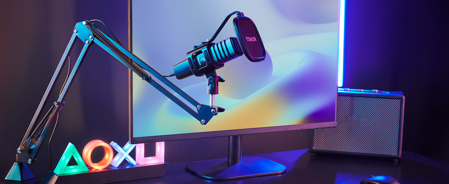 USB мікрофон TONOR TC30 з підставкою, поп-фільтром та мікрофонною павутиною для стримінгу, подкастингу та запису голосу. Сумісний з ПК та ноутбуком