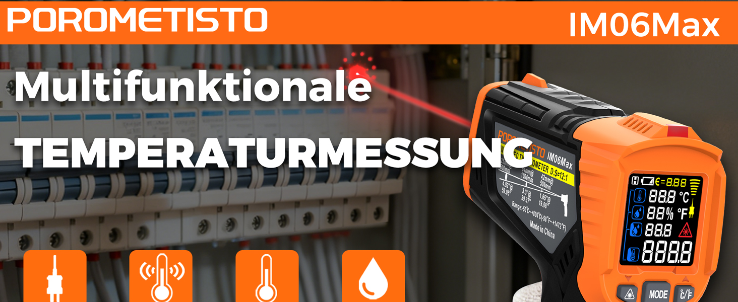 Інфрачервоний термометр лазерний IM06MAX з K-типом зонда (-50°C до 800°C) для промисловості, HVAC, приготування їжі та ремонту авто