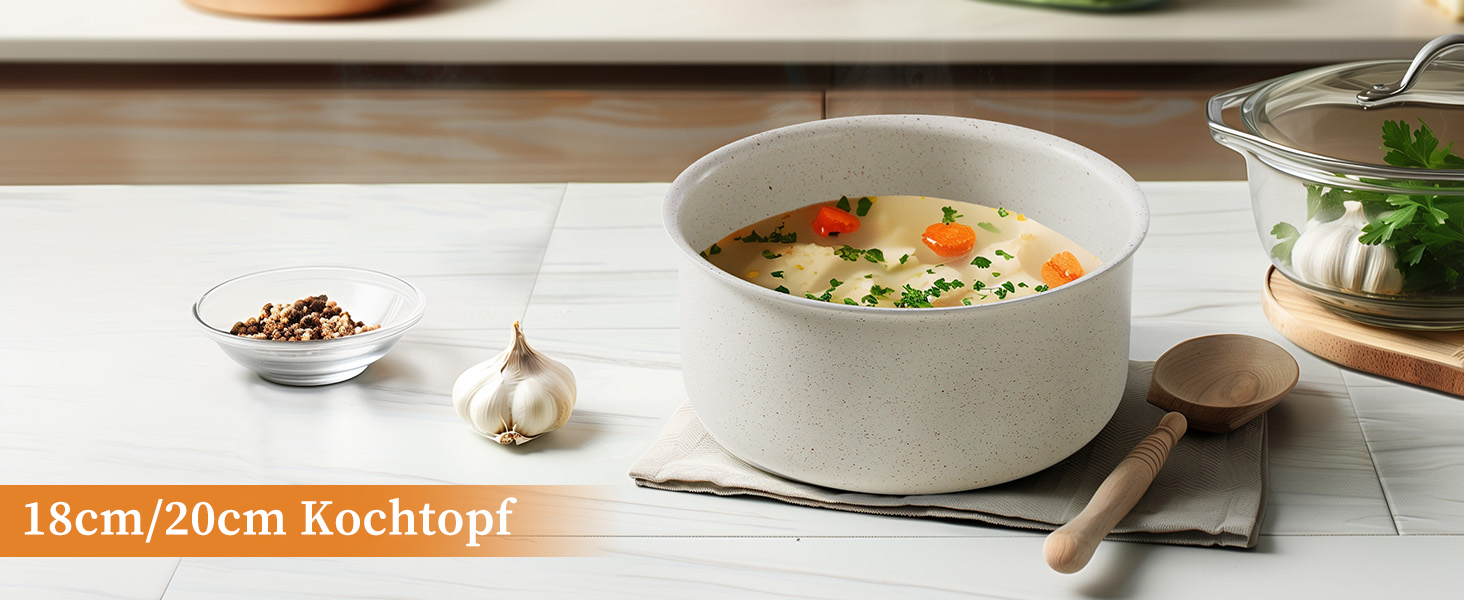 Набір посуду JHK 12 предметів з антипригарним покриттям та знімними ручками, бежевий – кухонне приладдя для дому