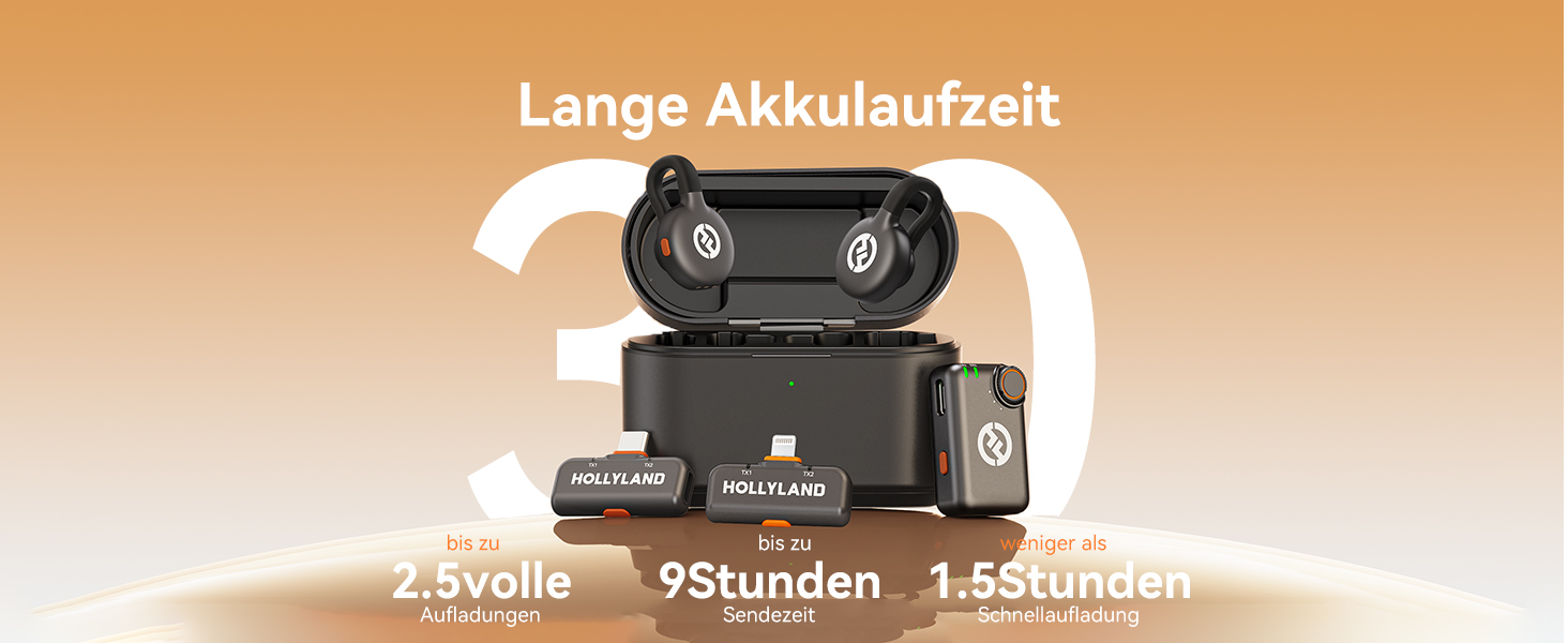 Hollyland Lark M2S Бездротовий мікрофон-петличка з USB-C для iPhone 15/16 та Android, чорний, 300 м, 27 годин роботи, для Vlogging (2TX+3RX+Зарядний пристрій)