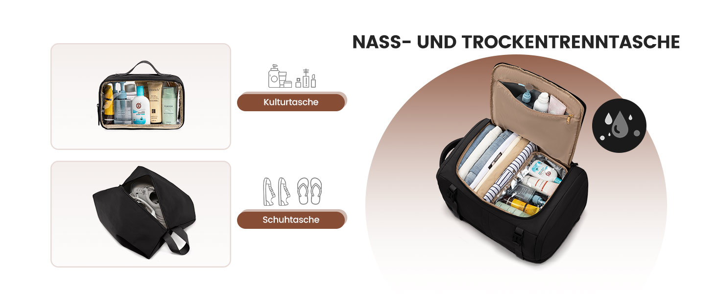 Чорний жіночий рюкзак LOVEVOOK 50L для подорожей, авіаперельотів та роботи, 17 дюймів