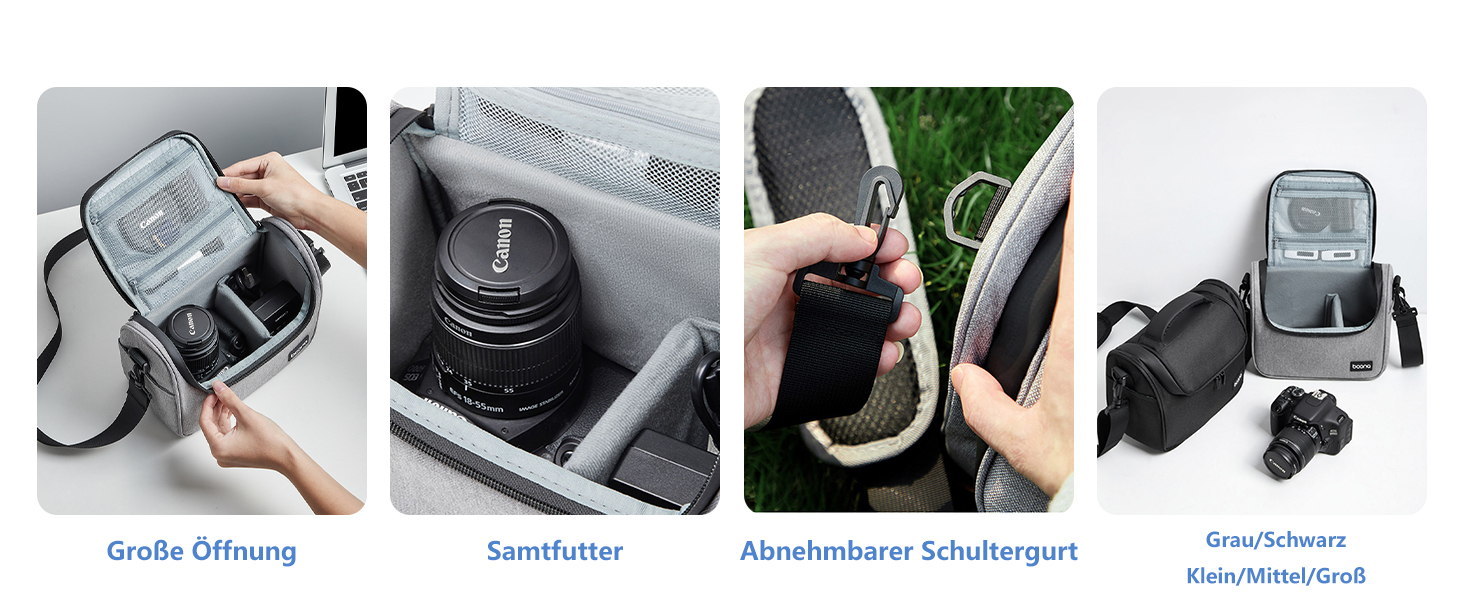 Чохол для камери Linpr: сумка кросбоді для дзеркальних/зеркально-беззеркальних фотоапаратів, водонепроникний, сумісний з Canon/Sony/Nikon (Сірий, Середній)