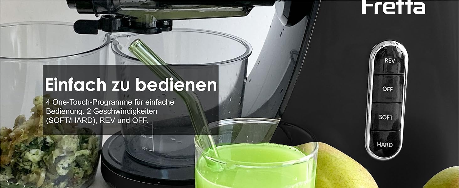 Фреш-прес Fretta Slow Juicer: холодний віджим, 200W, для овочів та фруктів, чорний