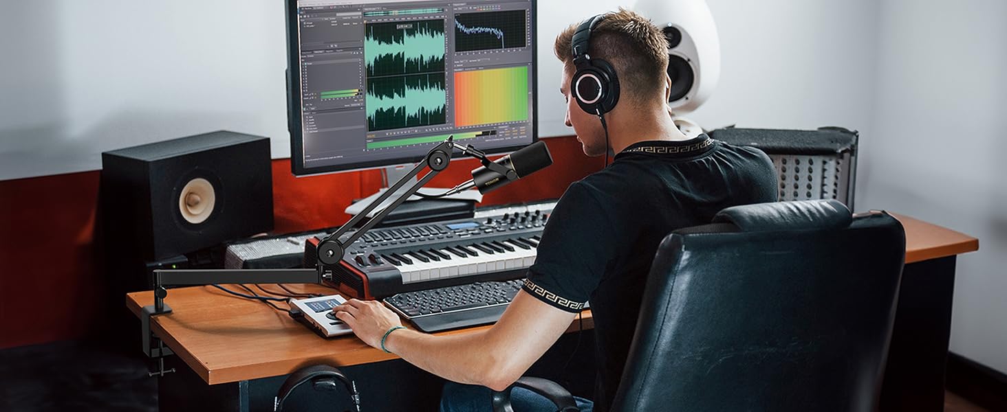 Кріплення для мікрофона TONOR T20LP - низькопрофільний тримач для геймінгу та подкастингу, чорний, з прихованою пружиною