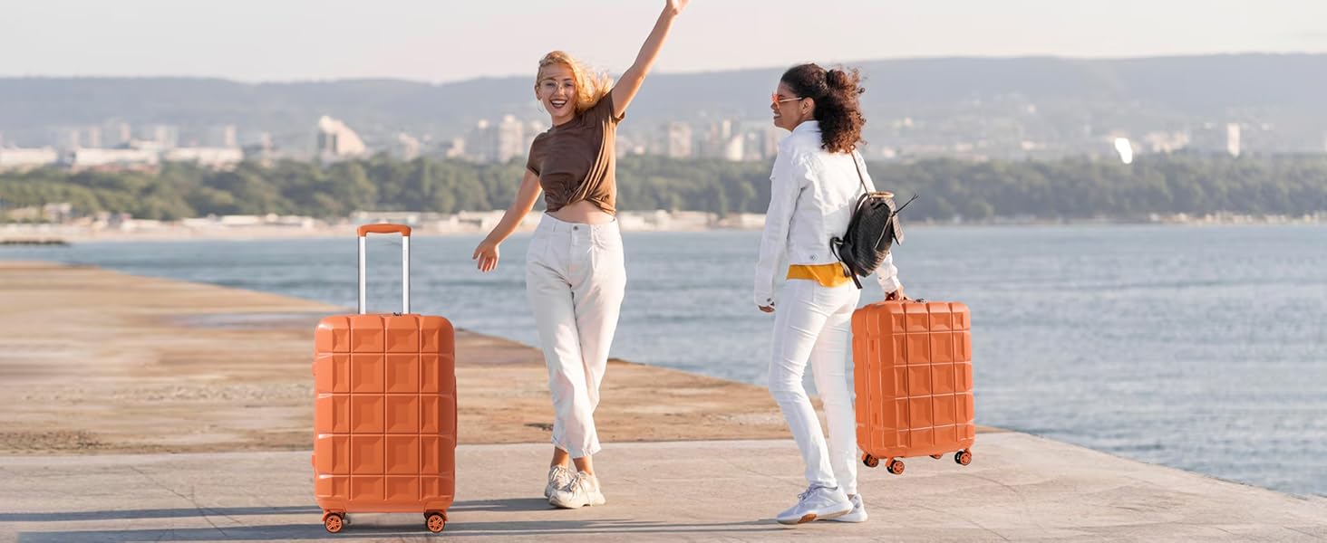 Валіза KONO середнього розміру на 4 колесах, 62x43x26 см, з TSA замком, ABS, помаранчевий