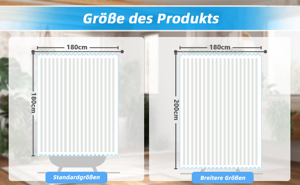 Шторка для душу текстильна з 12 гачками, водонепроникна, антигрибкова, зелена, 180x200 см
