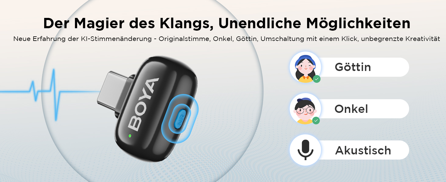 BOYA Mini 2: Бездротовий петличний мікрофон USB-C для iPhone/Android (48kHz/24Bit)