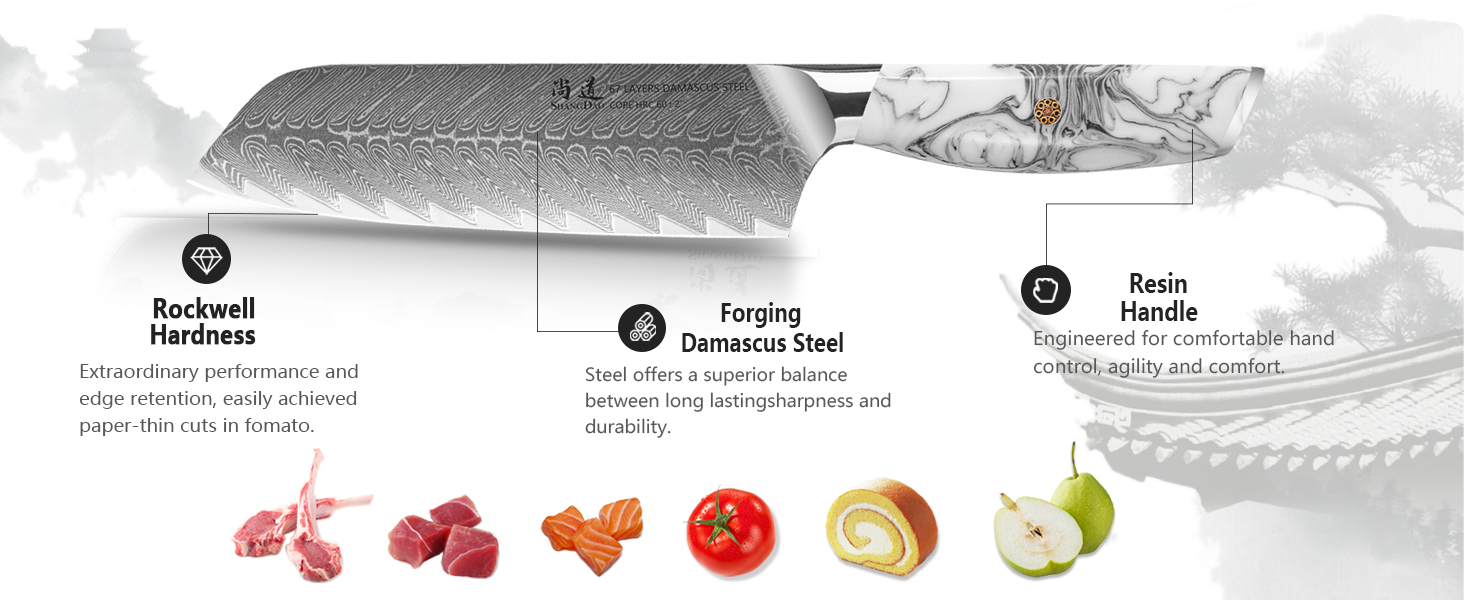 Японський ніж SHANGDAO Kiritsuke 20 см з 67 шарів легованої сталі, ніж для суші, кухонний ніж для кухні