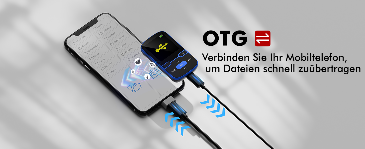 MP3 плеєр Bluetooth 5.3 з кліпсою, HiFi плеєр для спорту та дітей, 64GB, FM-радіо, диктофон, крокомір, екран 1.5