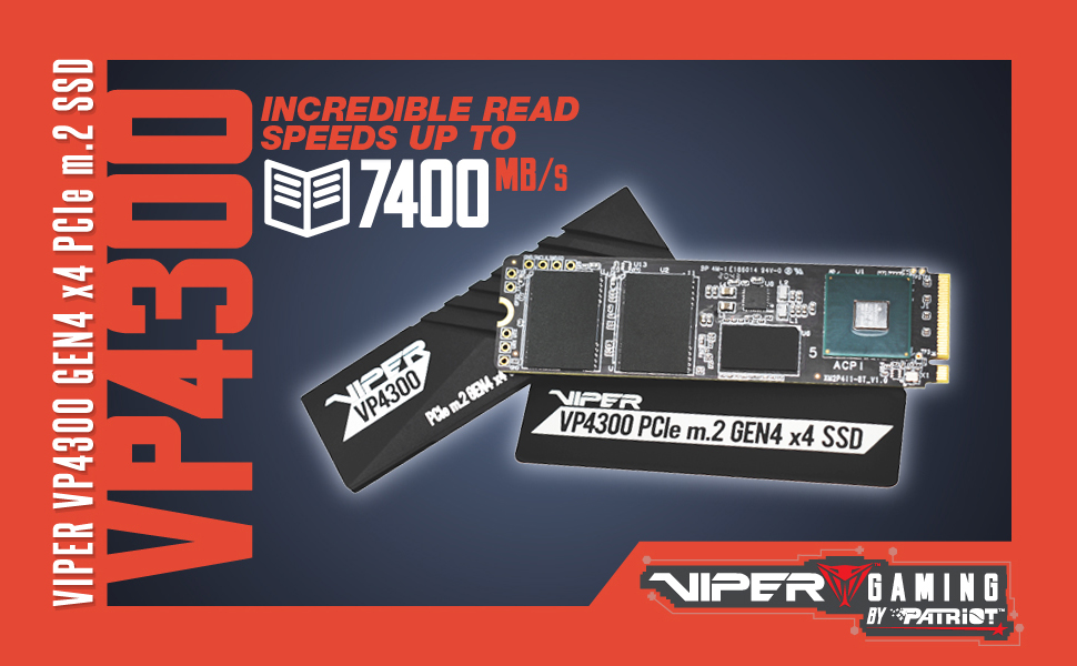 SSD Patriot Viper VP4300 2TB PCIe Gen4 x4 NVMe M.2 - до 7400 МБ/с читання, 6800 МБ/с запис