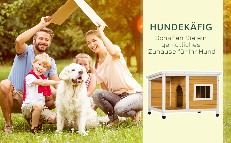 Будка для собак PawHut з соснового дерева з терасою та підйомним дахом, для маленьких собак, внутрішня та зовнішня, вологостійка, помаранчевого кольору, 85,5 x 62 x 60 см