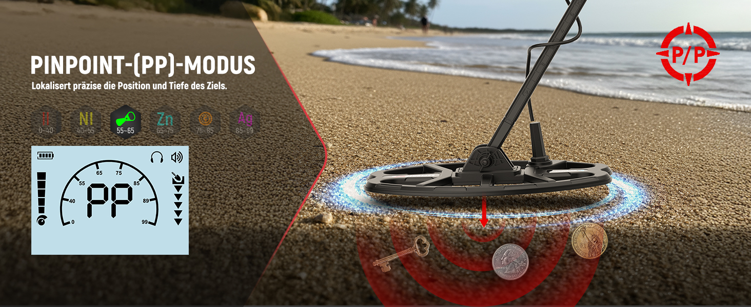 Металошукач KAIWEETS Profi Set: LCD дисплей, водонепроникна котушка, 30см глибина, регулювання чутливості, для дорослих та дітей