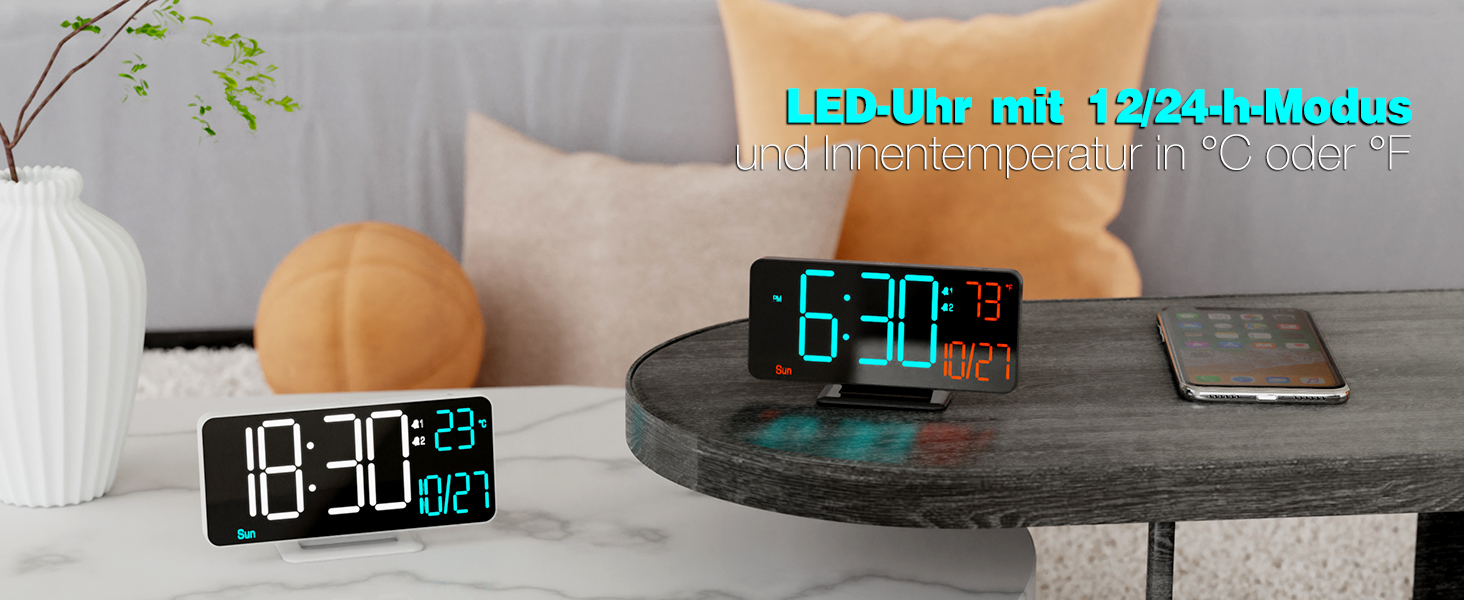 Цифровий LED годинник-будильник KOSUMOSU 6.7
