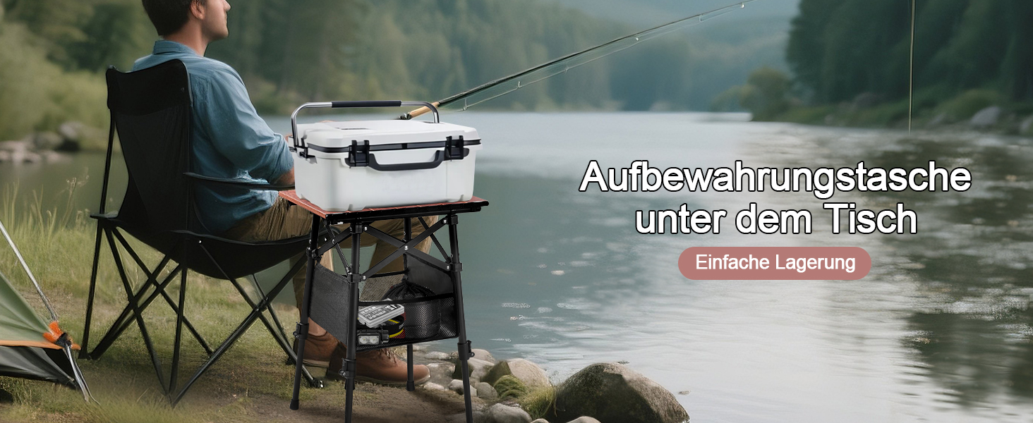 Складний алюмінієвий стіл для кемпінгу Odoland з регульованою висотою та сумкою для зберігання (40x30x40-58 см)