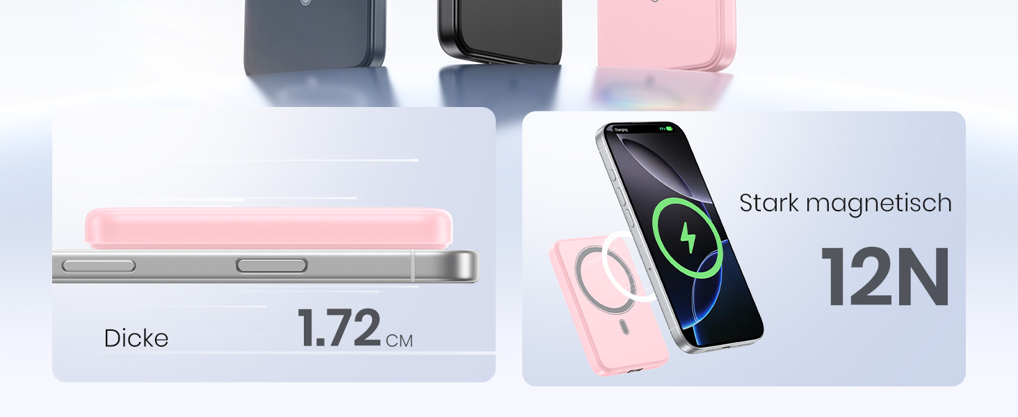 Power Bank A ADDTOP 10000mAh з PD 20W, USB-C, бездротова зарядка та LED дисплеєм (Рожевий)