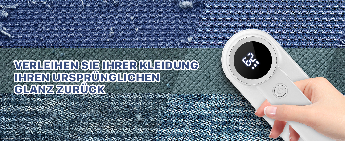 Електричний видалення ворсу для одягу з LED-дисплеєм та USB-зарядкою, 3 режими, 3 змінні насадки для светрів, пальто, ковдр