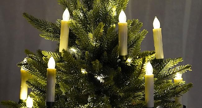 Бездротові LED свічки Rhytsing для ялинки, 20 шт, з пультом, тепле біле світло, таймер, димування, IP44