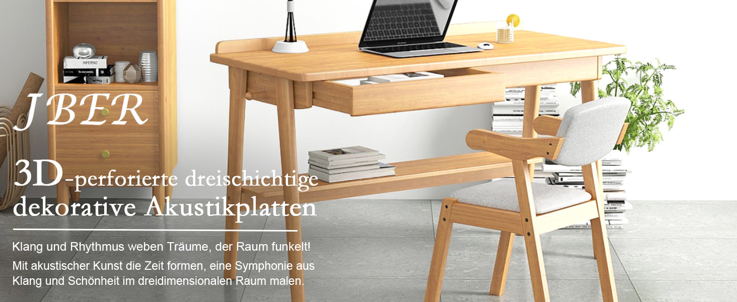 Акустичні панелі JBER для звукоізоляції стін, самоклеючі шумопоглинаючі плити з імітацією горіха (еліптичні лінії), 60×30×4.5 см, 4 шт. — для студії звукозапису та дому