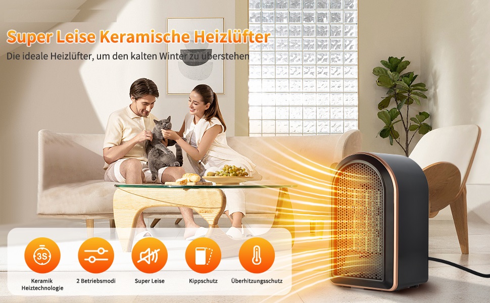 Електрична теплова гармата 2000W з пультом керування, 58 см, 70° обертання, 3D-полум'я, LED-дисплей, ECO-режим, таймер 12 годин - для дому, чорна