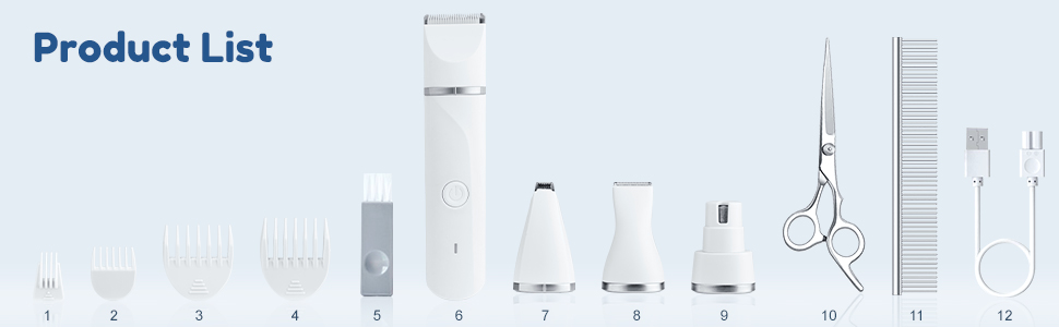 Професійна шерстьрізка для собак та котів Hoofun 4-в-1, IPX7, бездротова, з 4 насадками