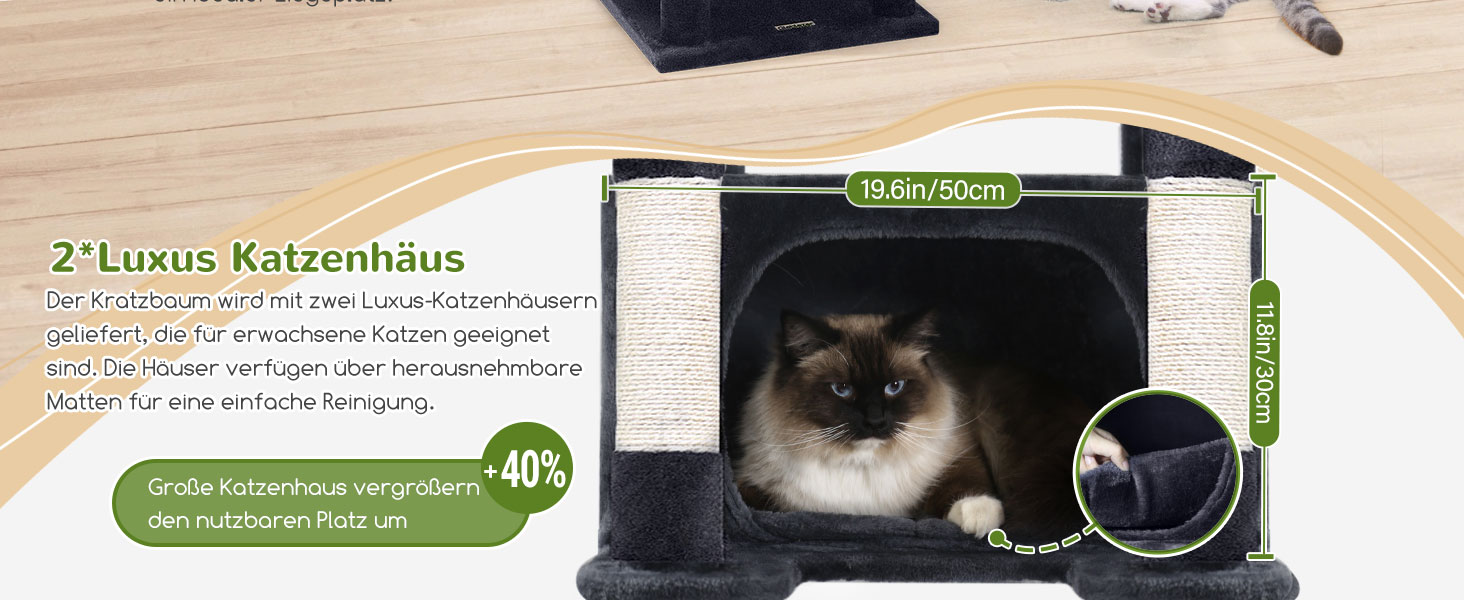 Драбина для котів Globlazer XXL, 188 см, з будиночком, платформами та кошиками. Стабільна, не хитається, для великих котів. Темно-сірий колір