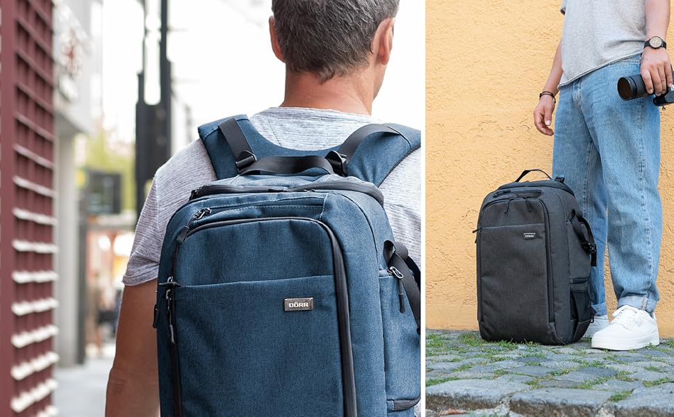 Рюкзак для фототехніки DÖRR Prag Go 16L/Prag Pro 20L, водонепроникний, для дзеркальних/зеркальних беззеркальних камер, відділення для ноутбука 16 дюймів, знімні перегородки, кріплення для штатива, рюкзак для дронів, міцний та легкий (блакитний)