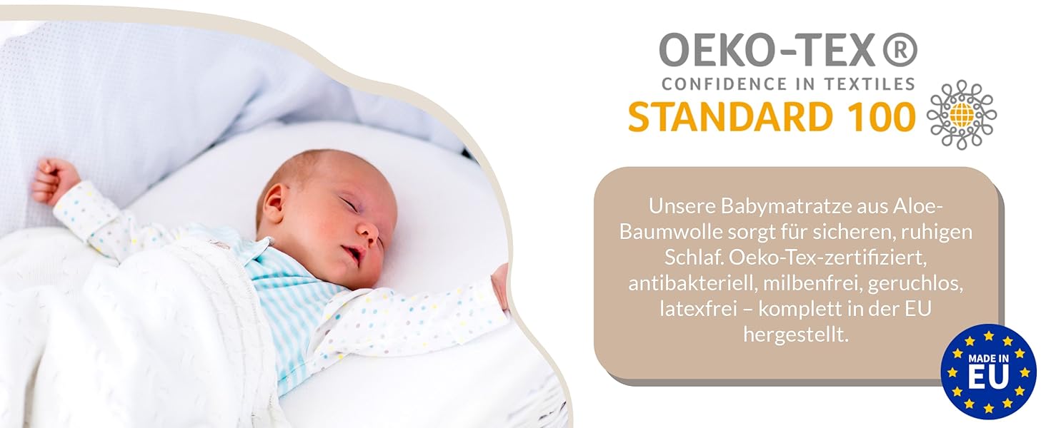 Дитячий матрац BestCare Aero 50x89 см для овальної колиски та ліжечка, алое вера, оптимальна вентиляція, знімний чохол, сертифікат Oeko-TEX