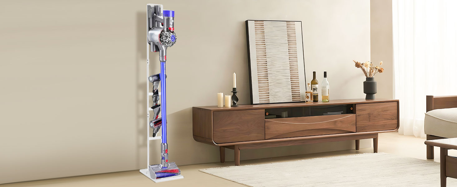 OUTBROS Dyson Vacuum Stand - Compatible with Gen5, V15s, V15, V12 Slim, V11, V10, V8, V7, V6 - Freestanding Metal Vacuum Holder - No Drill Installation