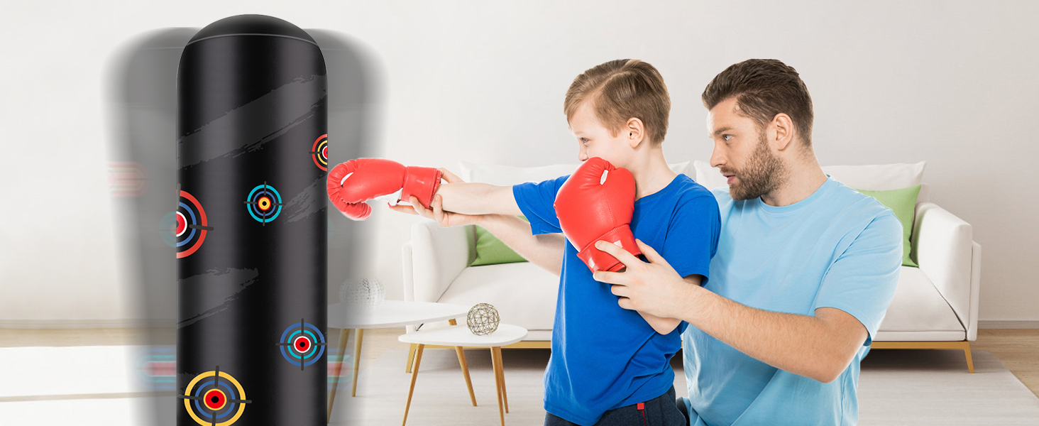 Дитячий боксерський мішок для карате та тхеквондо - 160 см, стоячий, для зняття стресу, з повітряним насосом. Підходить для хлопчиків та дівчаток 3-10 років