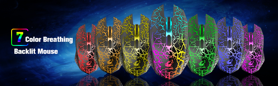 Kabellos Gaming Tastatur und Maus Combo Set: Бездротова ігрова клавіатура та миша, 2.4 GHz, 3800 mAh, тиха, 61 клавіша, компактна, Rainbow LED підсвічування, 2400 DPI, 6 кнопок, чорний