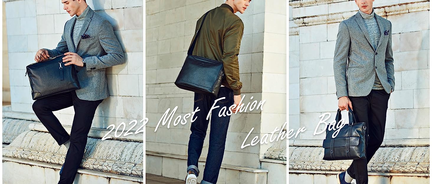 Чоловіча сумка через плече BISON DENIM з натуральної шкіри, чорна: ретро, casual, бізнес