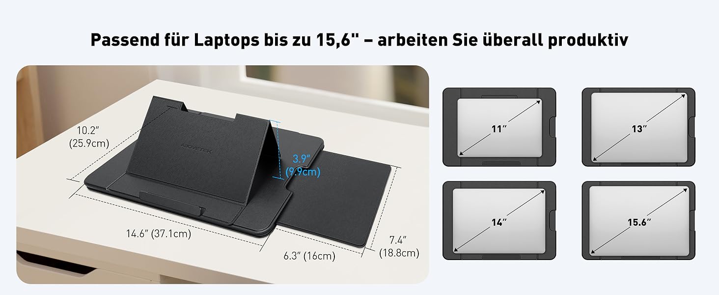 Зручний лапдеск AboveTEK для ноутбука: ергономічний, з антиковзким покриттям, захистом від нагріву та вбудованим ковриком для миші. Ідеально для роботи в ліжку, на дивані та в подорожах (чорний)
