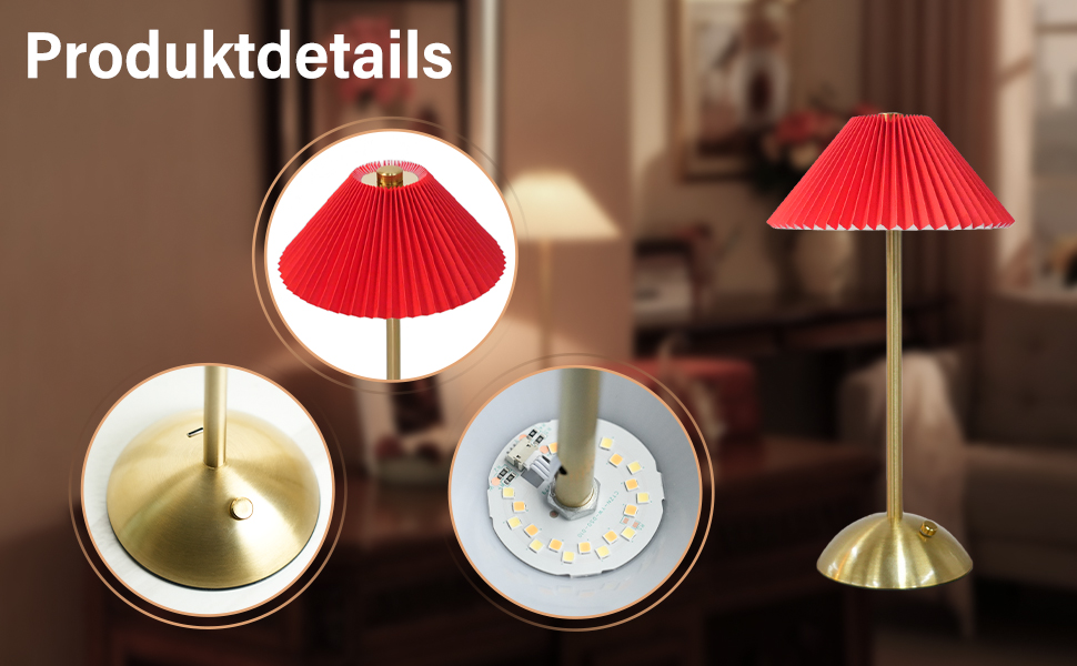 Світлодіодна настільна лампа бездротова з димером, 3 режими кольору, акумуляторна, металева. Для ресторану, спальні, читання (Червона)