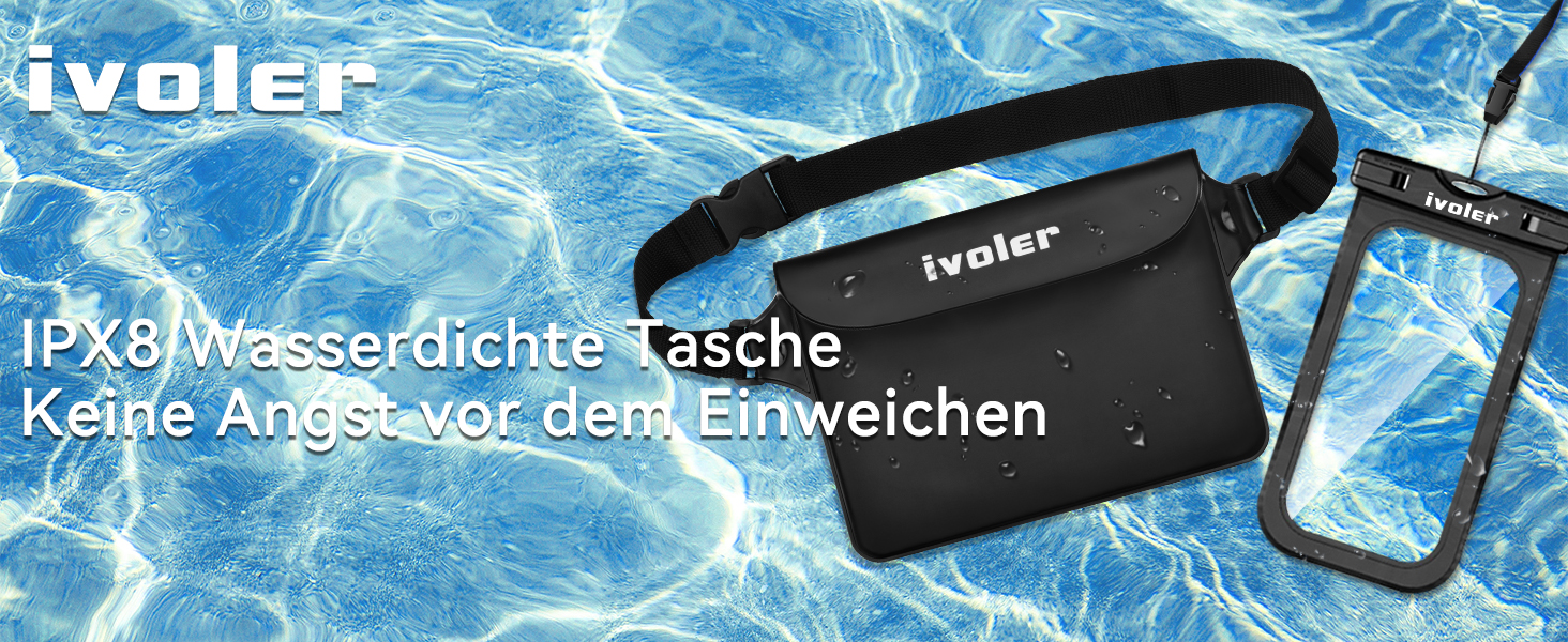 Водонепроникна поясна сумка-мішок Ivoler з водонепроникним чохлом для телефону, універсальна пляжна сумка для водного спорту, плавання, відпочинку на човні (чорна)