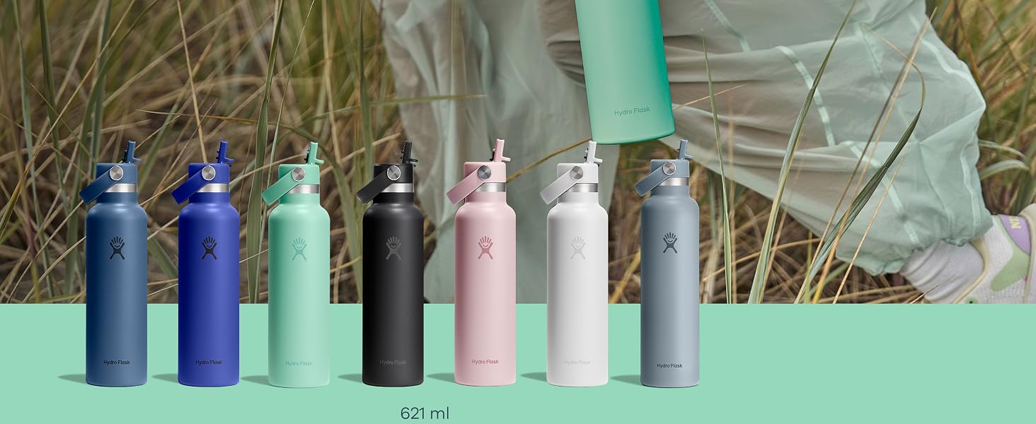 Термопляшка Hydro Flask Standard Mouth 621 мл зі сталевим корпусом та кришкою-соломинкою, вакуумна ізоляція, Birch