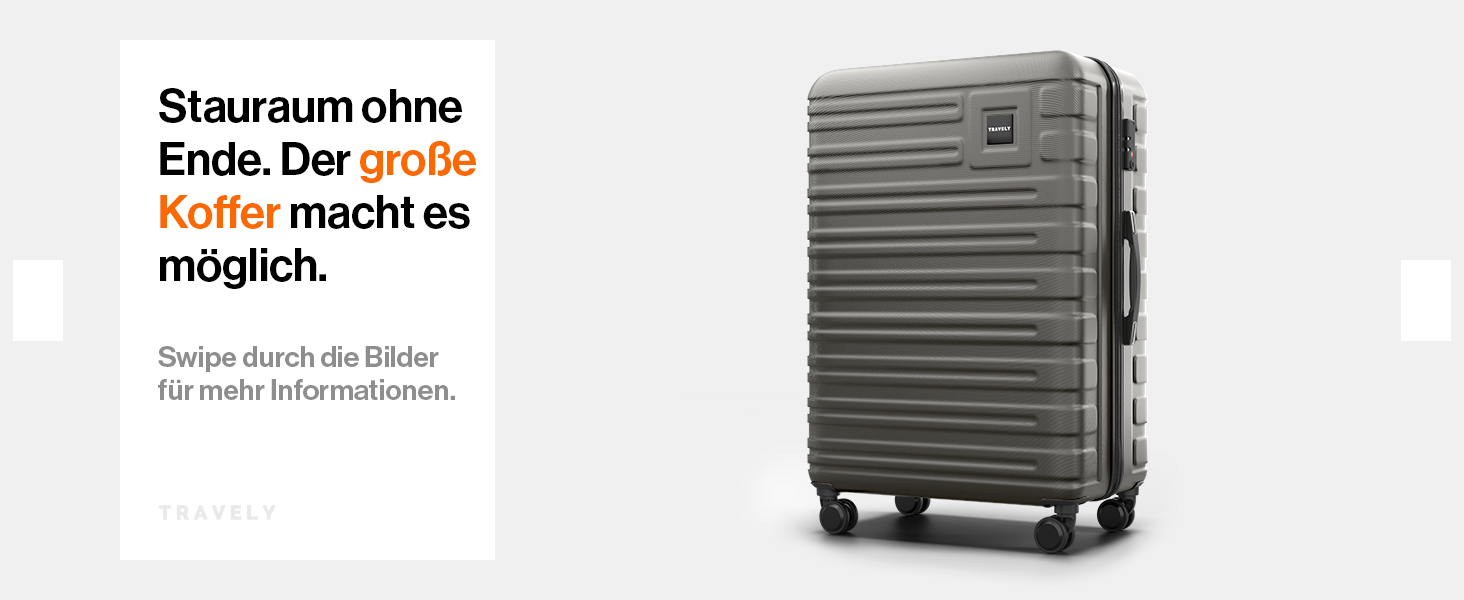 Набір валіз Travely з полікарбонату: 77см, 67см, ручна поклажа, TSA-замок, колір - місячний сірий