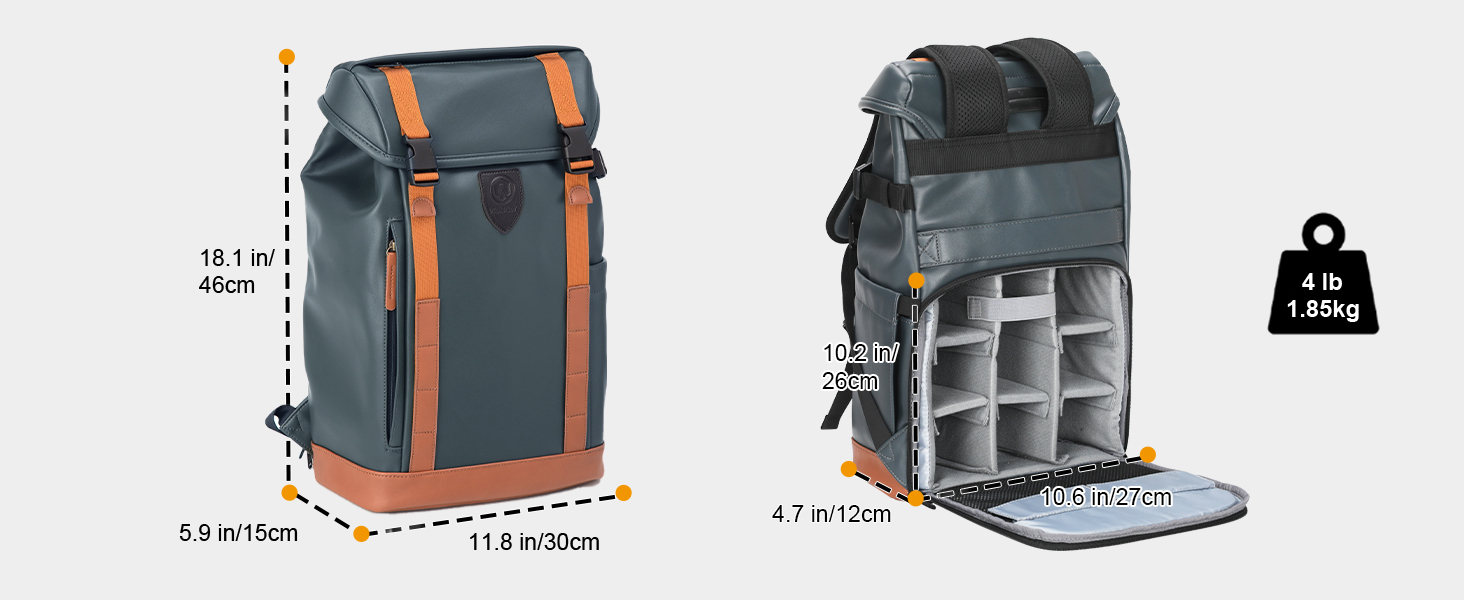 TARION Рюкзак для фотоапарата Kaera: водонепроникний рюкзак для фотокамери, рюкзак з відділенням для ноутбука 14 дюймів, рейнкавер (зелений, синій, M)