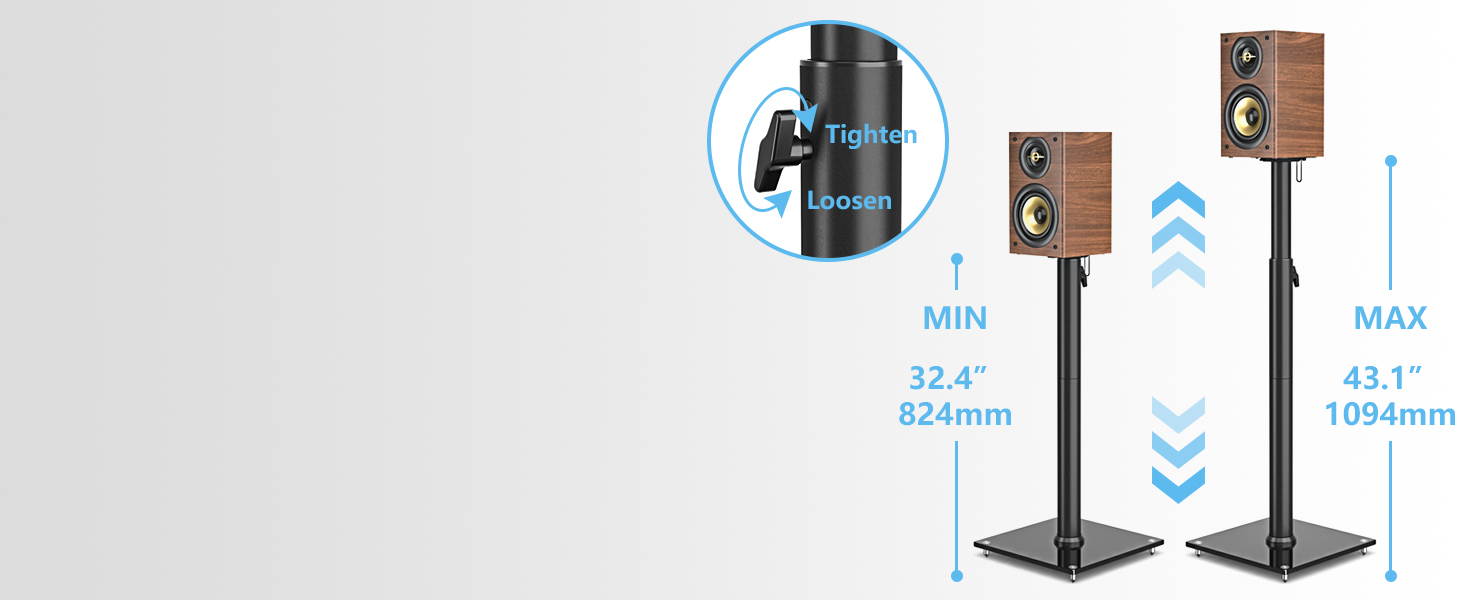 Підставка для акустики 5Rcom з кабелепроводом, регульована висота, для саундбарів та студійних моніторів, 5 кг вантажопідйомність