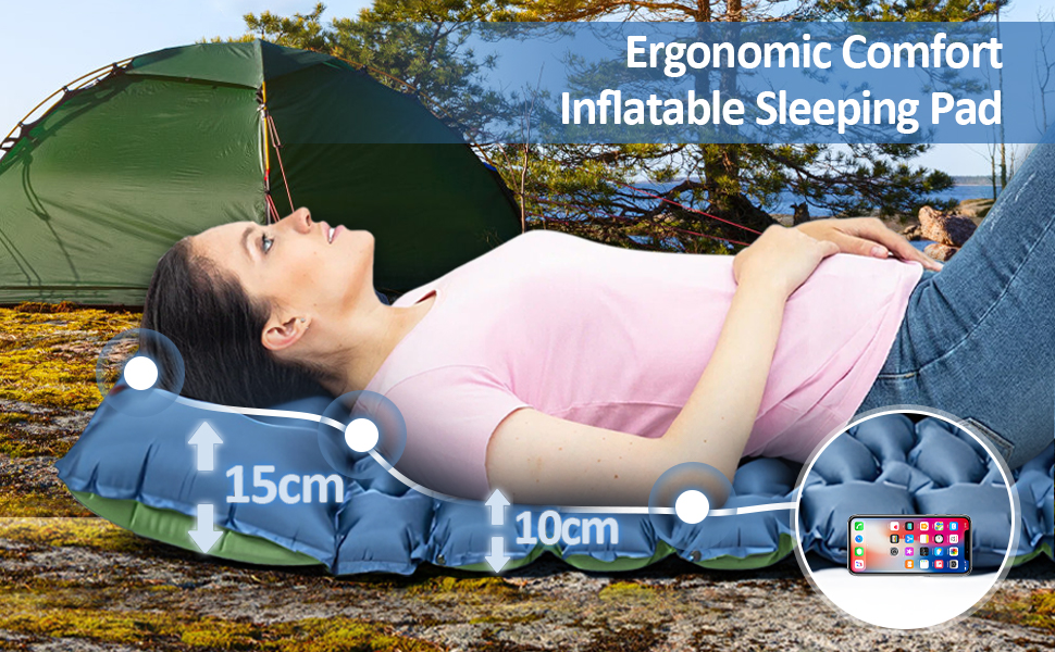 Саморозкладаний килимок для кемпінгу Samlonge: Товста повітряна матрац з насосом, водонепроникний, для відпочинку на природі, у наметі, для туризму