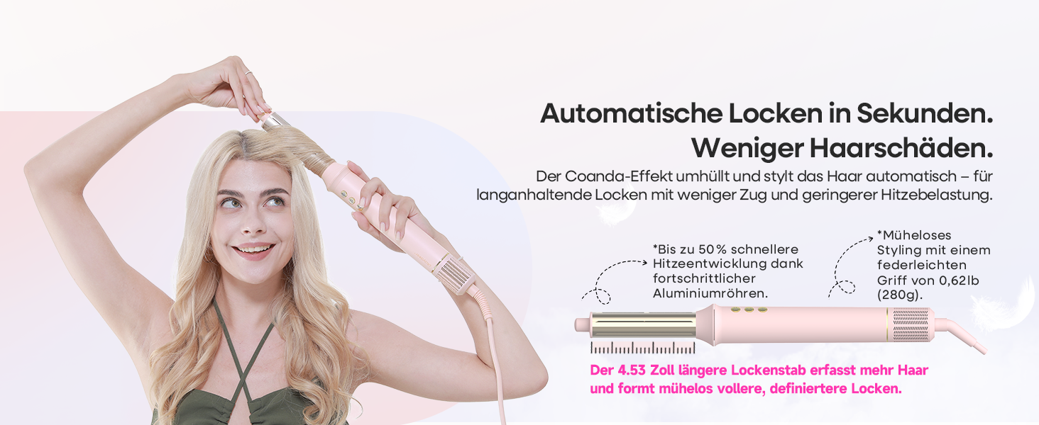 Аirstyler 7-в-1: Фен, плойка, брашинг, термощітка, автоматична завивка, іонізація, захист від пошкоджень, рожевий