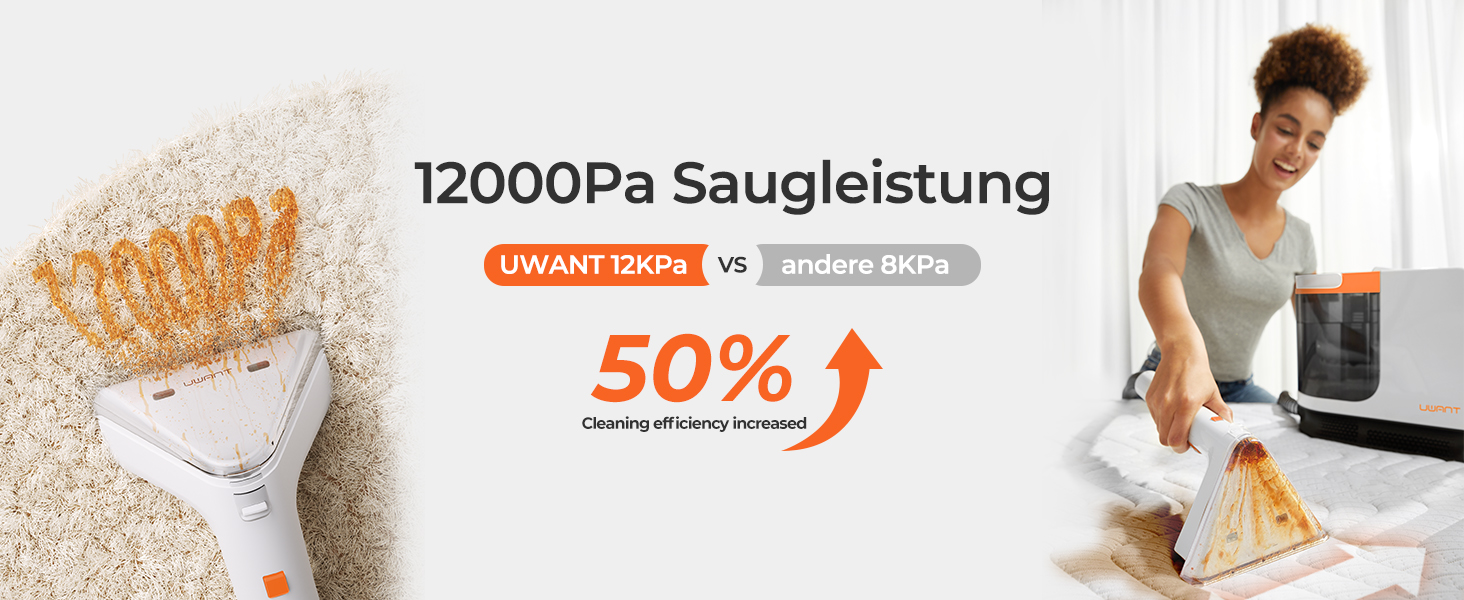 UWANT Пылесос для ковров і м'яких меблів, для диванів, килимів, оббивки, мокрий/сухий, потужність 12000Pa, 70dB (B200 Se)