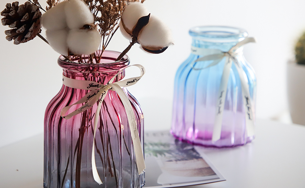 Скляна ваза OFFIDIX з градієнтом кольору, багатокольорова, геометричний фацет, для квітів, декору, вечірок, офісу та дому