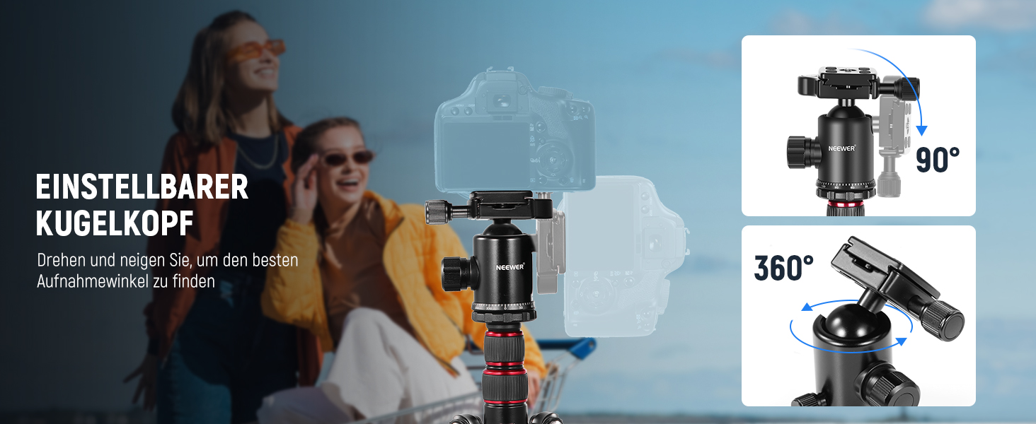 Штатив NEEWER 77' з алюмінію, монопод для DSLR та телефону, 360° кулькова головка, 2-осьова центральна колона, Arca QR пластина, сумка, портативний, вантажопідйомність 15,4 кг, TP77