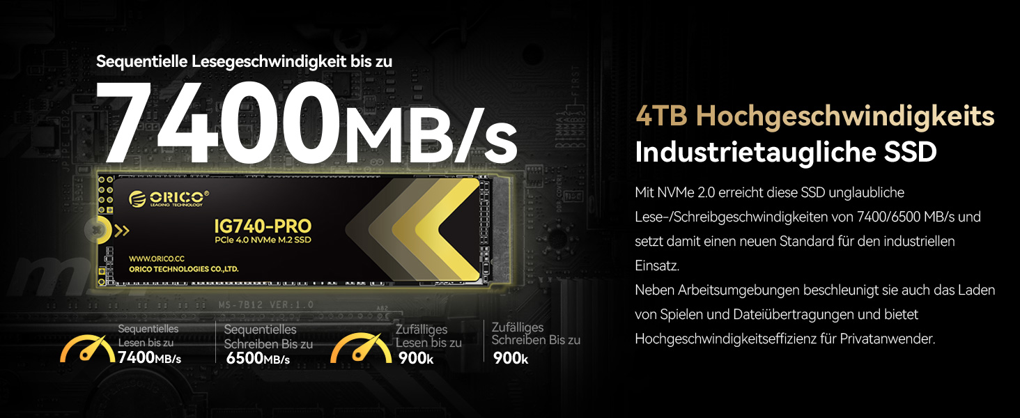 SSD Orico IG740PRO 4TB PCIe 4.0 NVMe M.2 - Швидкий SSD для ПК, Ноутбука та PS5