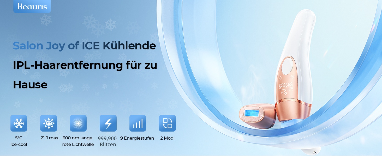 Пристрій для епіляції IPL з охолодженням, 21J та 9 рівнів потужності, 999,900 імпульсів, для жінок, тіло, ноги, зона бікіні, під пахвами