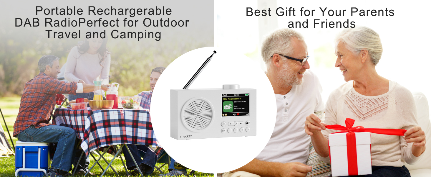 Портативне DAB/DAB+ радіо з цифровим радіо UKW, FM, Bluetooth 5.0, подвійний будильник, 40 попередніх станцій, 2.4' кольоровий дисплей