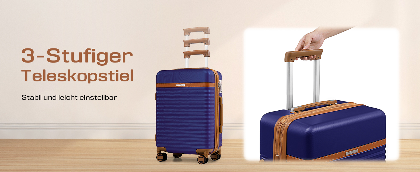 Набір валіз Joyway 5шт з ABS пластику, розширюваний, з TSA-замком, 4 колеса, 1 сумка, 1 органайзер, темно-синій